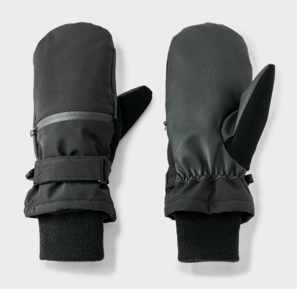 Goodfellow & Co Black M/L Men's Easy Closure Zip Pocket Mittens